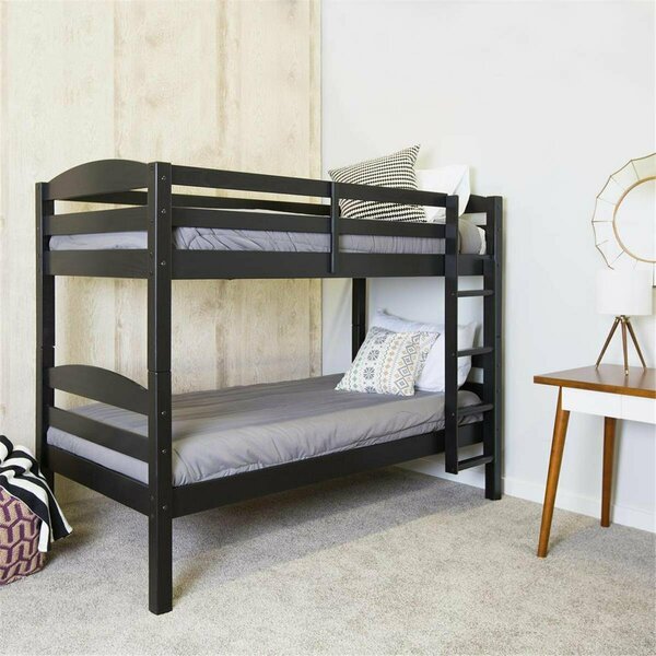 Walker Edison Furniture Solid Wood Twin Size Bunk Bed - Black BWSTOTBL